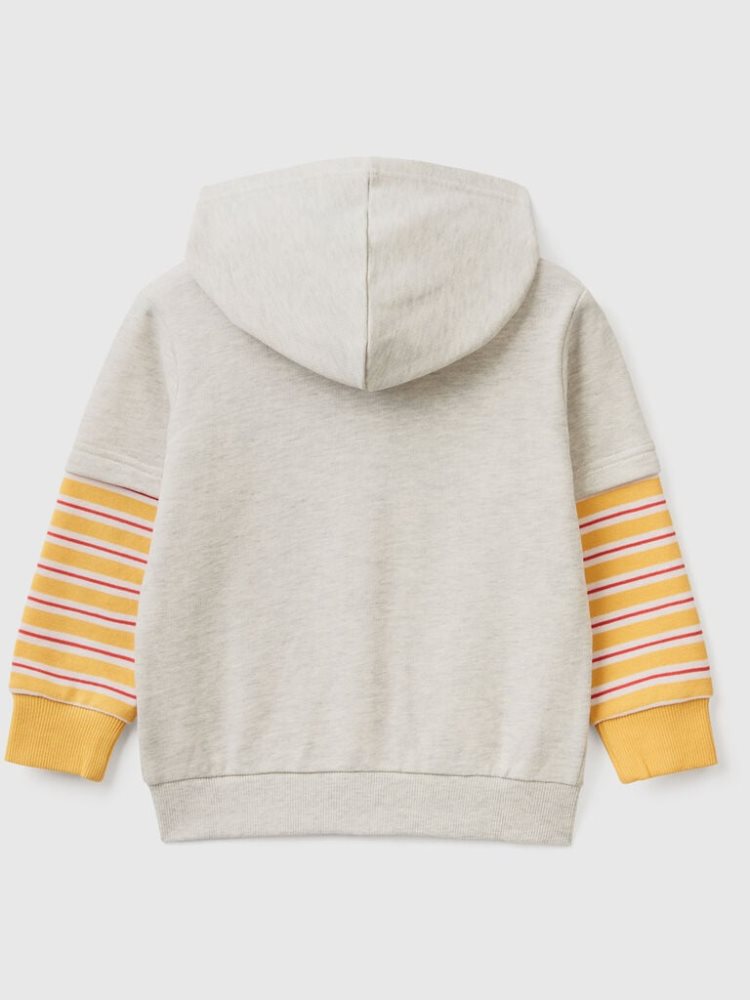 Benetton Double Sleeves Hoodie Kinderen Lichtgrijs | BE434628