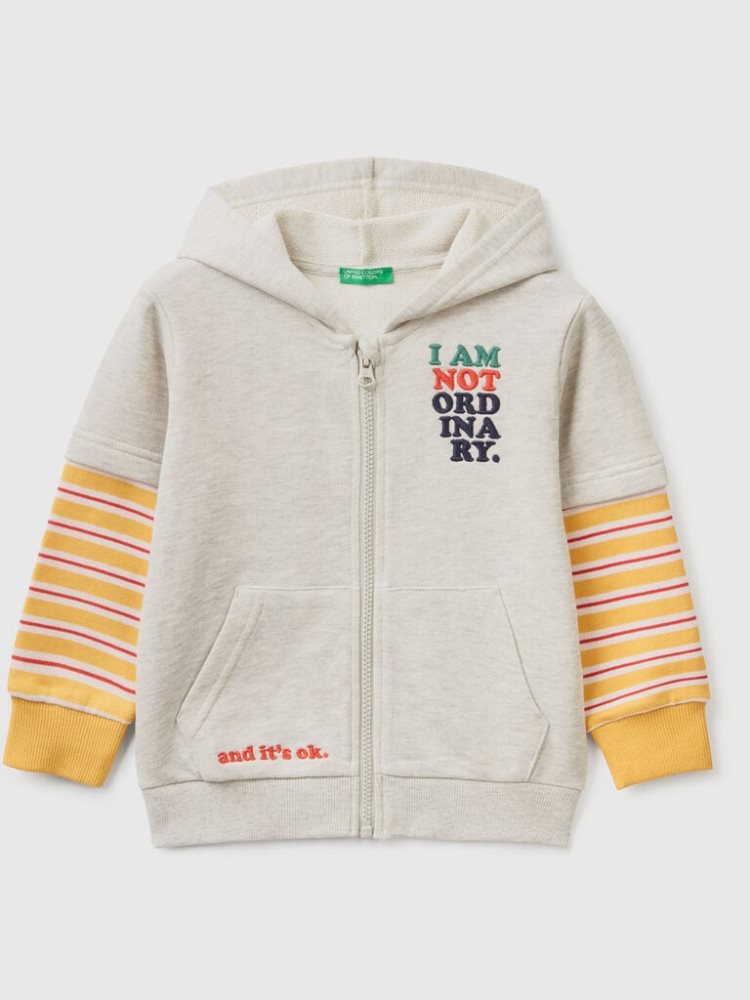 Benetton Double Sleeves Hoodie Kinderen Lichtgrijs | BE434628