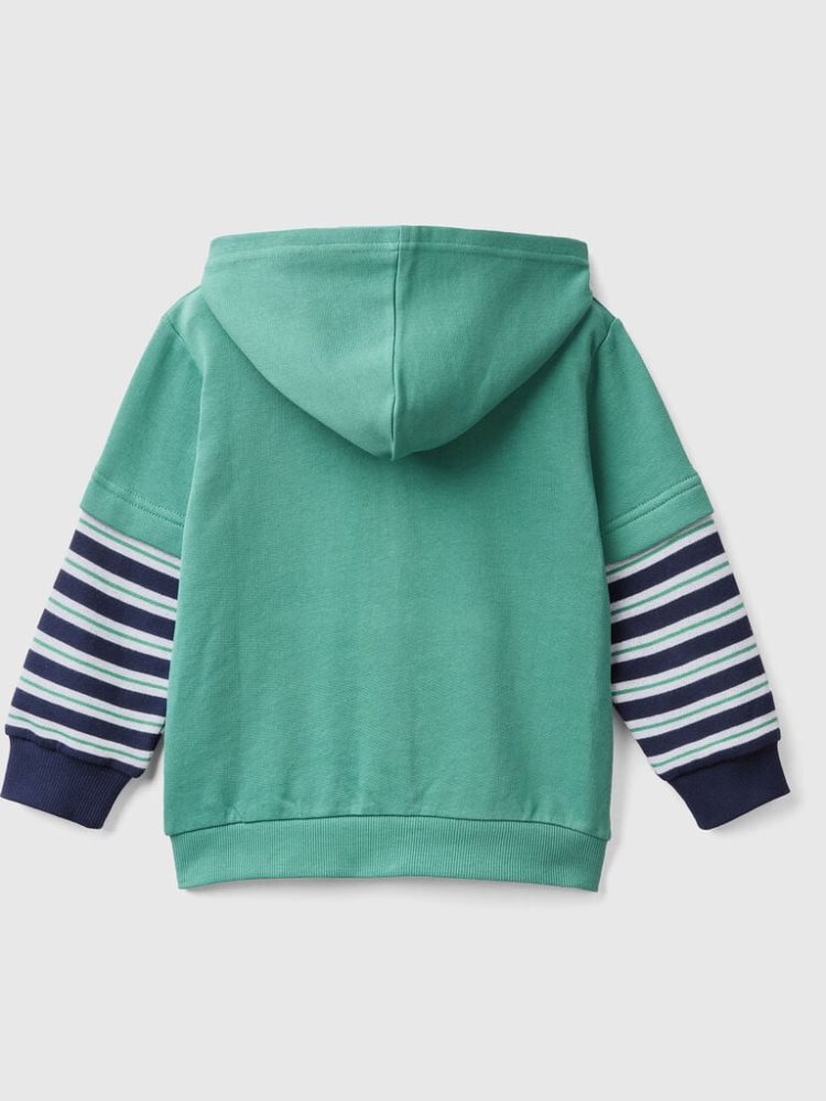 Benetton Double Sleeves Hoodie Kinderen Donkergroen | BE764400