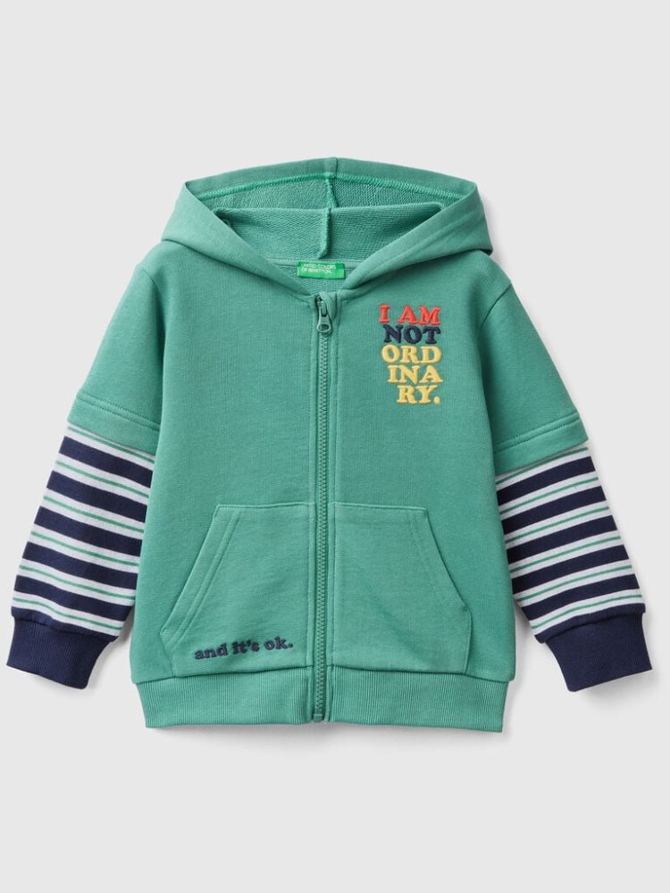 Benetton Double Sleeves Hoodie Kinderen Donkergroen | BE764400