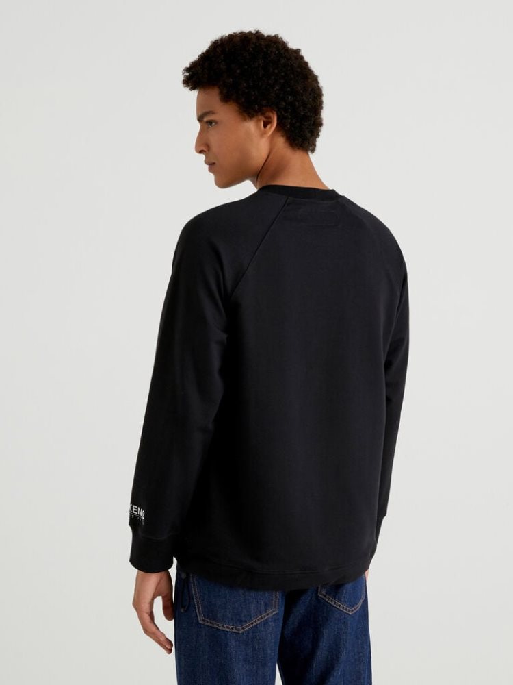 Benetton Drawstring At The Bottom Sweatshirt Heren Zwart | BE779057