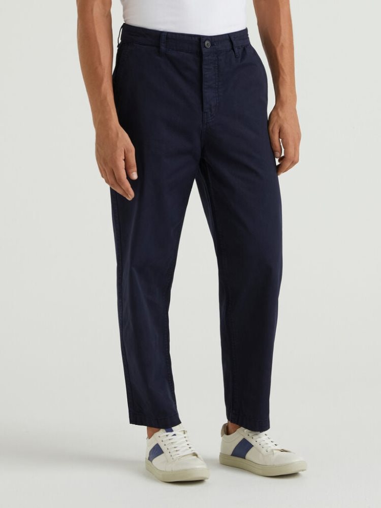 Benetton Dropped Crotch Chinos Heren Donkerblauw | BE613212