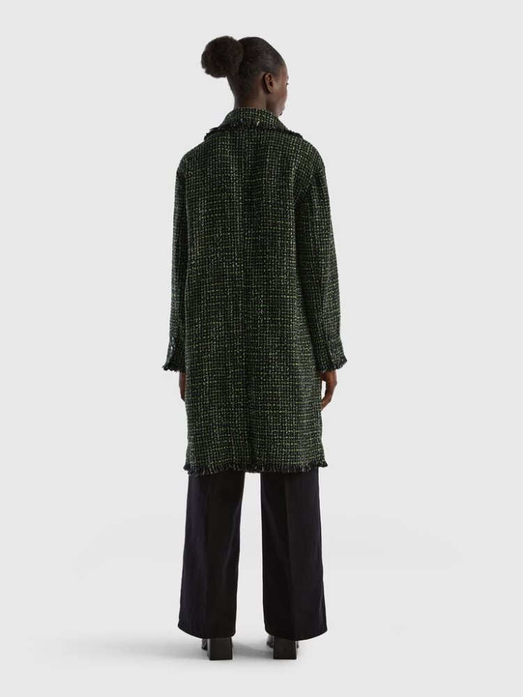 Benetton Duster Tweed Jassen Dames Zwart | BE122776