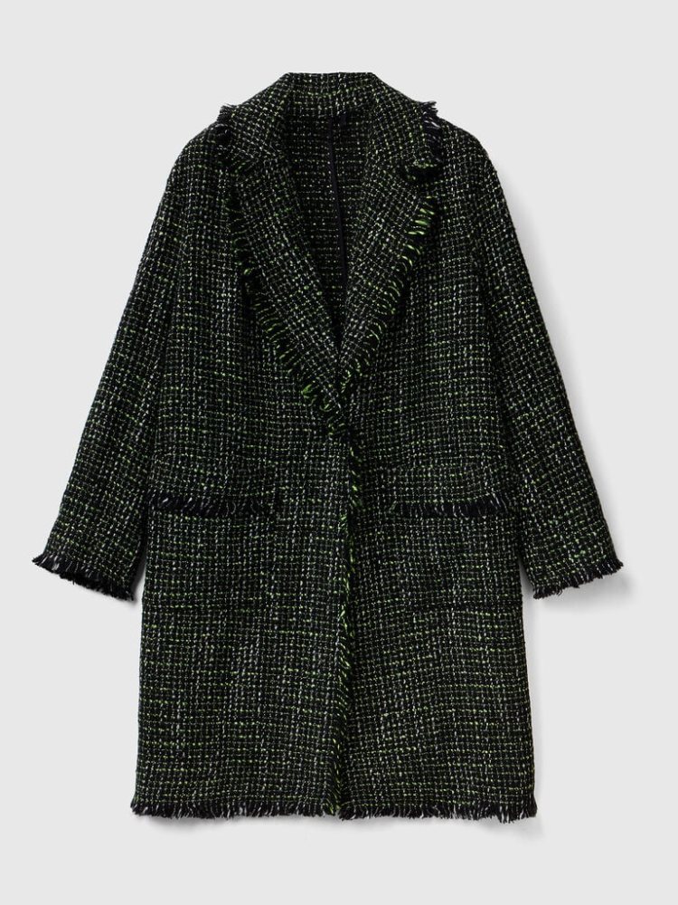 Benetton Duster Tweed Jassen Dames Zwart | BE122776