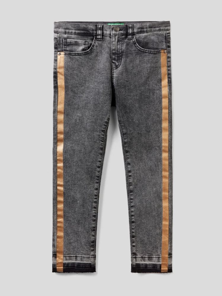 Benetton Eco-recycle Denim Gold Bands Jeans Kinderen Zwart | BE188994