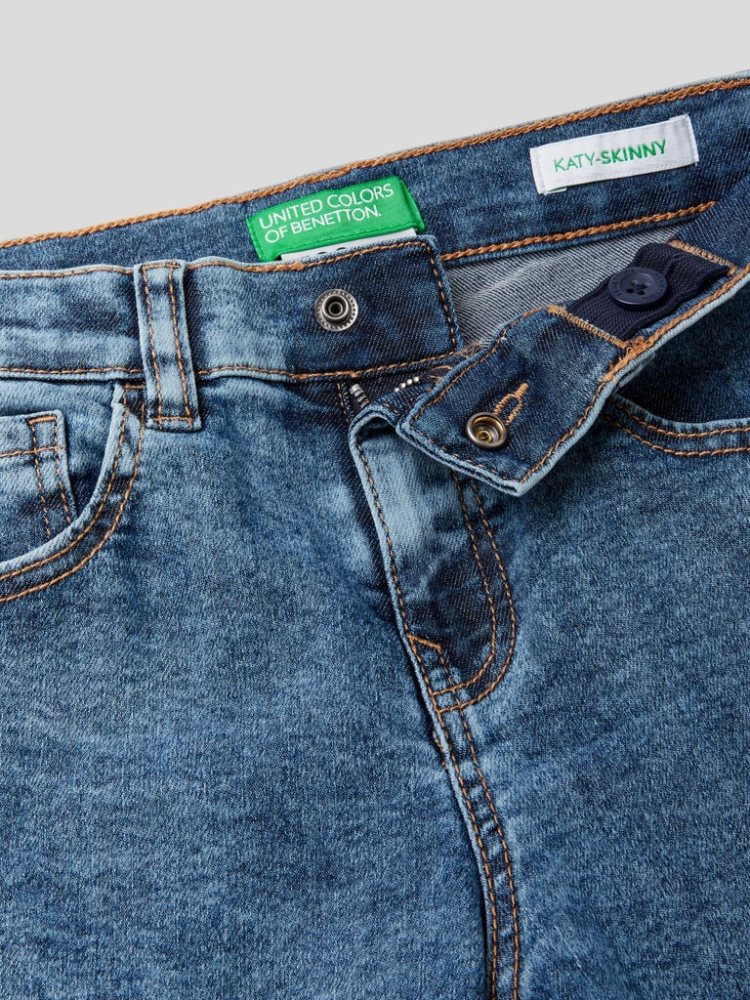 Benetton Eco-recycle Denim Gold Bands Jeans Kinderen Blauw | BE983316