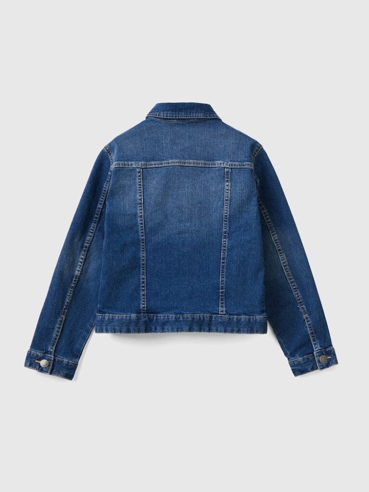 Benetton Eco-recycle Denim Light Jackets Kinderen Donkerblauw | BE654483