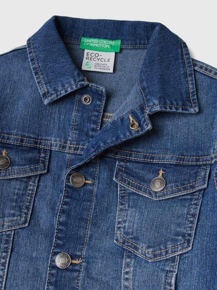 Benetton Eco-recycle Denim Light Jackets Kinderen Donkerblauw | BE654483