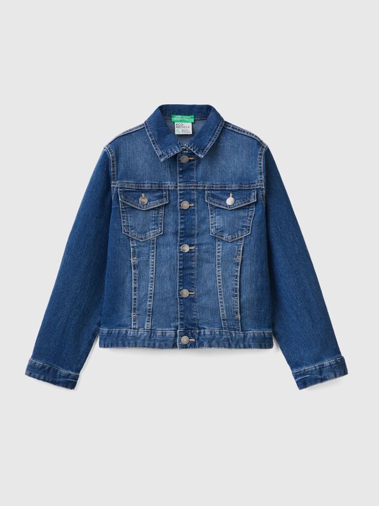 Benetton Eco-recycle Denim Light Jackets Kinderen Donkerblauw | BE654483