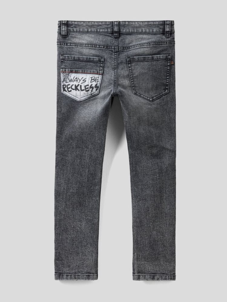 Benetton Eco-recycle Denim Mager Fit Jeans Kinderen Zwart | BE315093