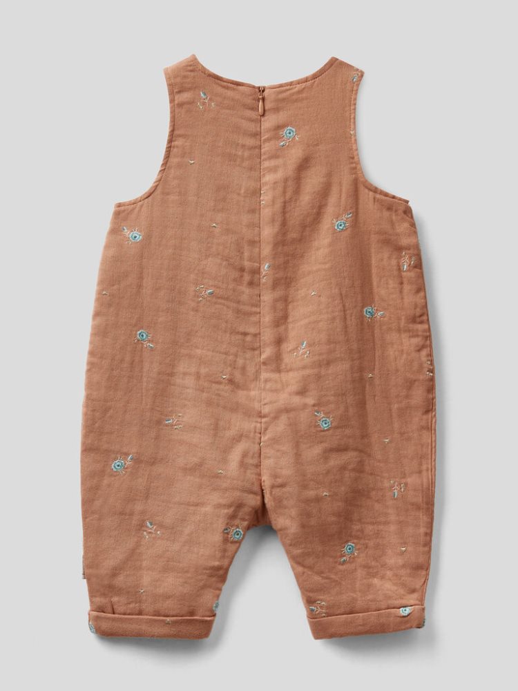 Benetton Embroidered Overalls Jumpsuit Kinderen Bruin | BE408075