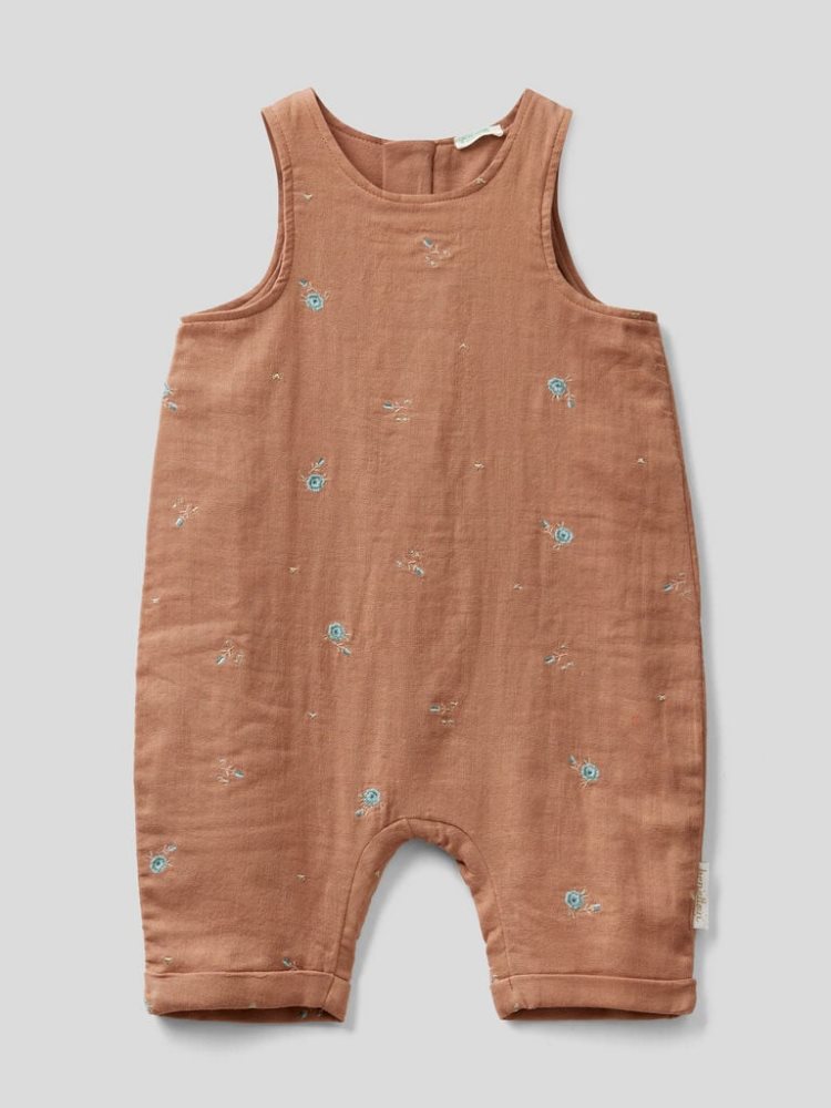 Benetton Embroidered Overalls Jumpsuit Kinderen Bruin | BE408075