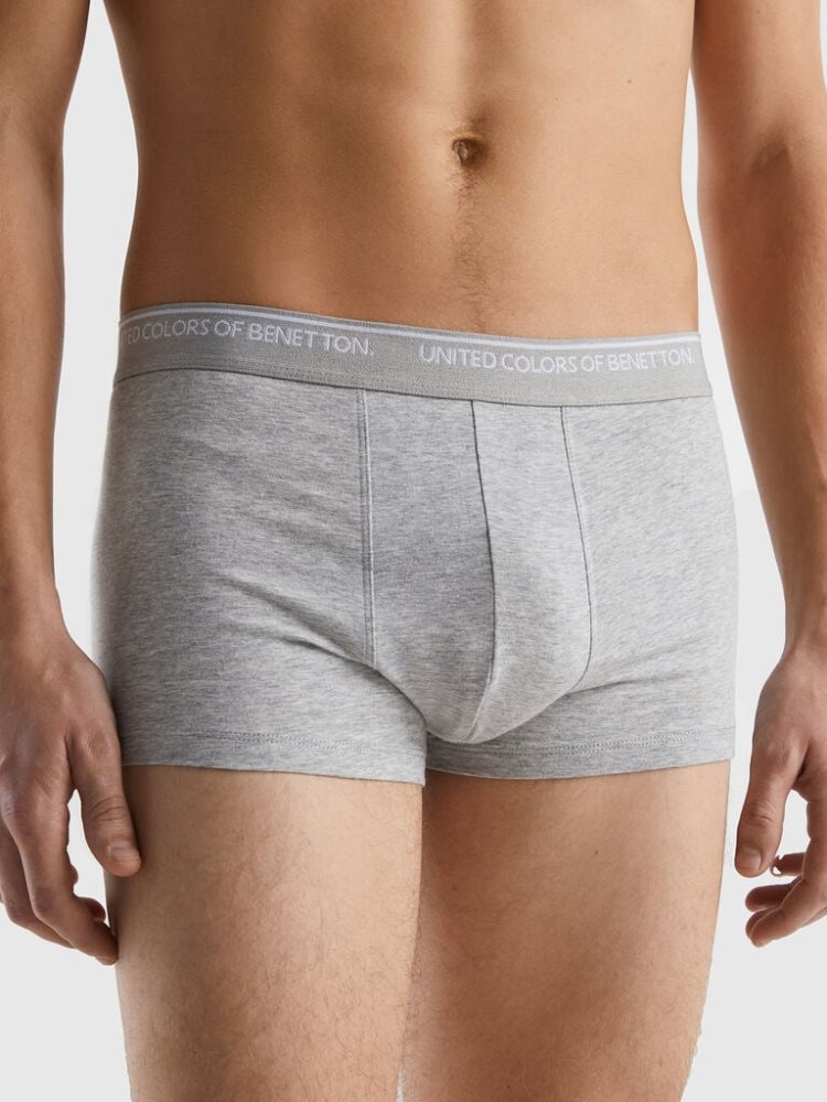 Benetton Fitted Organic Katoenen Boxers Heren Lichtgrijs | BE600539