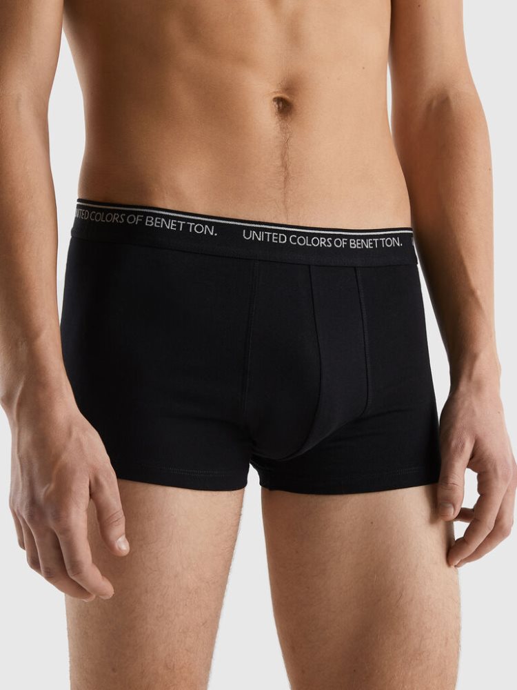 Benetton Fitted Organic Katoenen Boxers Heren Zwart | BE632991