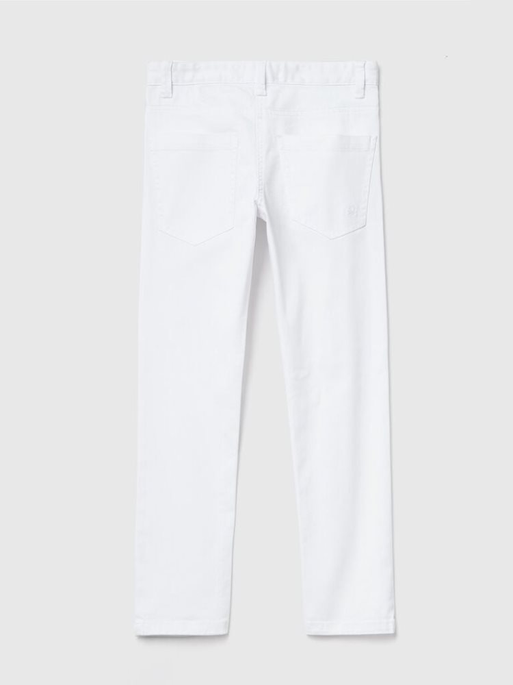 Benetton Five Pocket Slim Fit Broek Kinderen Wit | BE714919