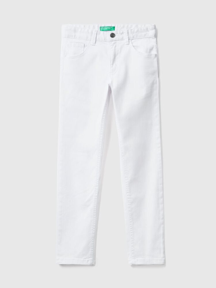 Benetton Five Pocket Slim Fit Broek Kinderen Wit | BE714919