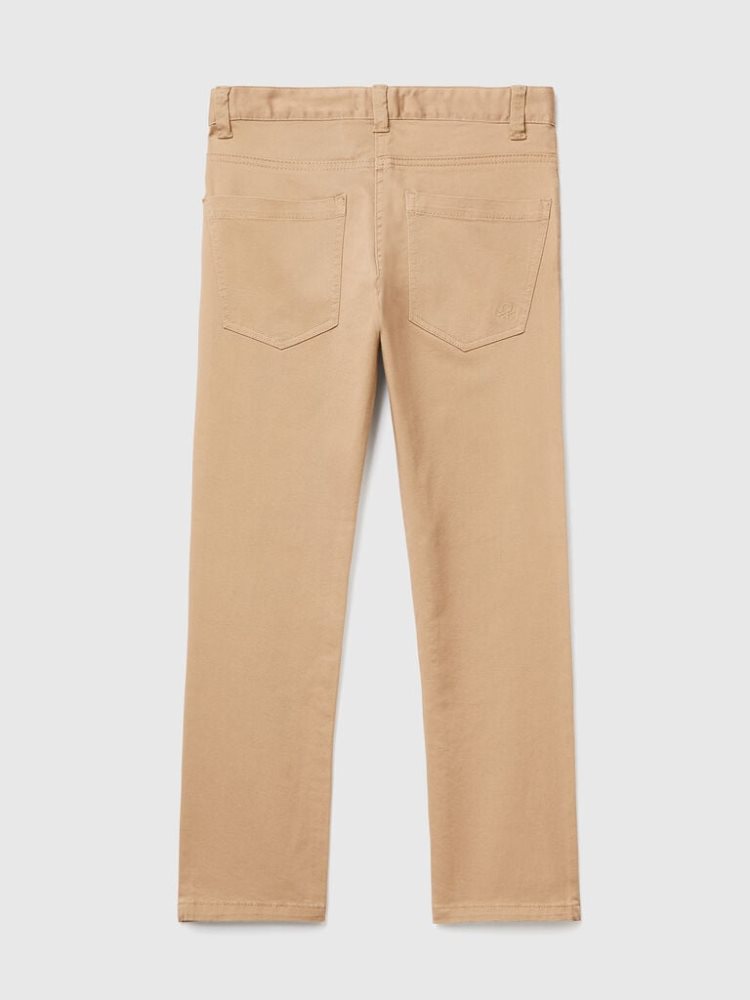 Benetton Five Pocket Slim Fit Broek Kinderen Camel | BE729516