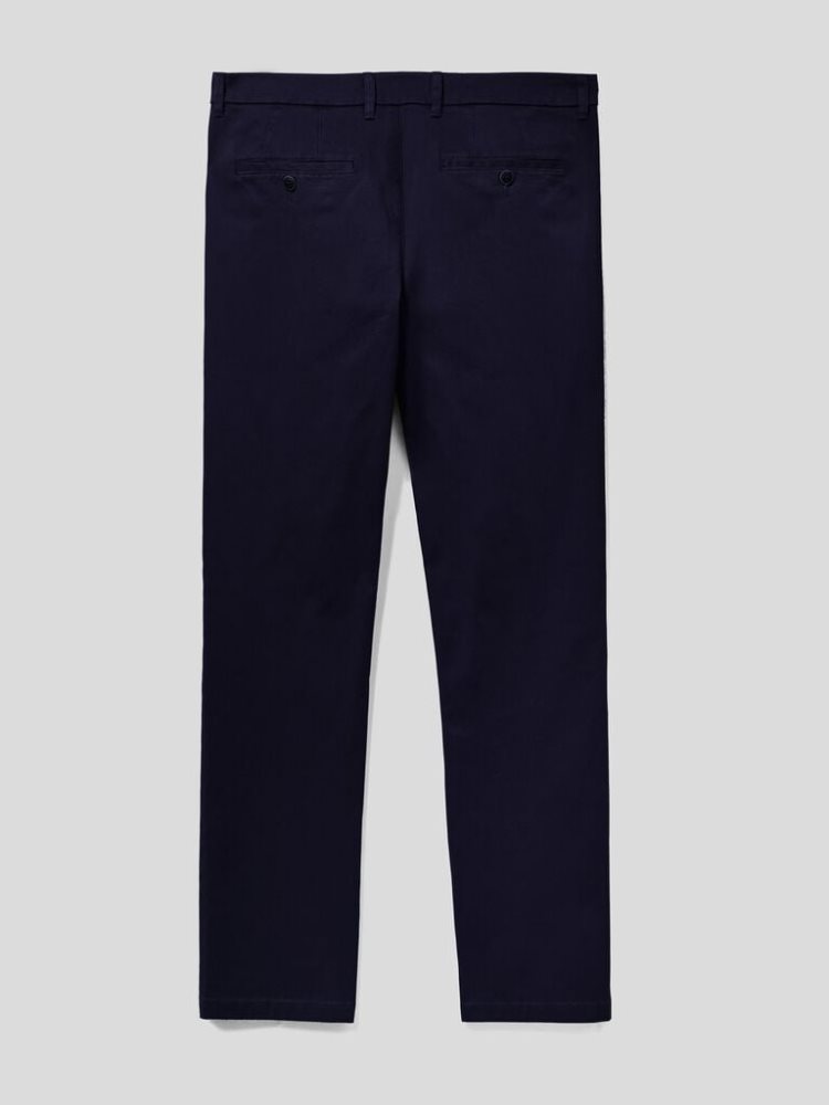 Benetton Five Pocket Stretch Katoenen Broek Heren Donkerblauw | BE866693