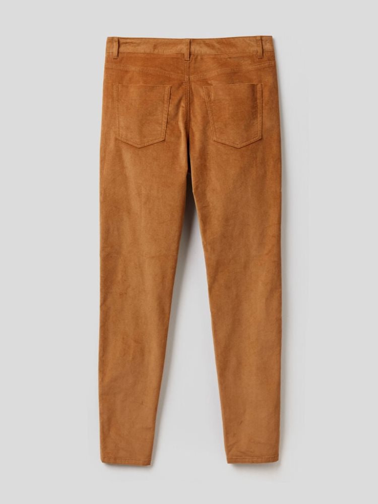 Benetton Five Pocket Velvet Broek Dames Camel | BE572130