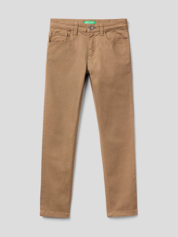 Benetton Five-pocket Slim Fit Broek Kinderen Beige | BE642530