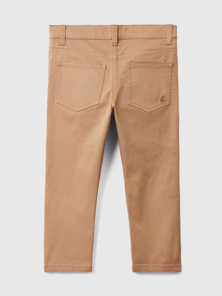 Benetton Five-pocket Slim Fit Broek Kinderen Camel | BE715386