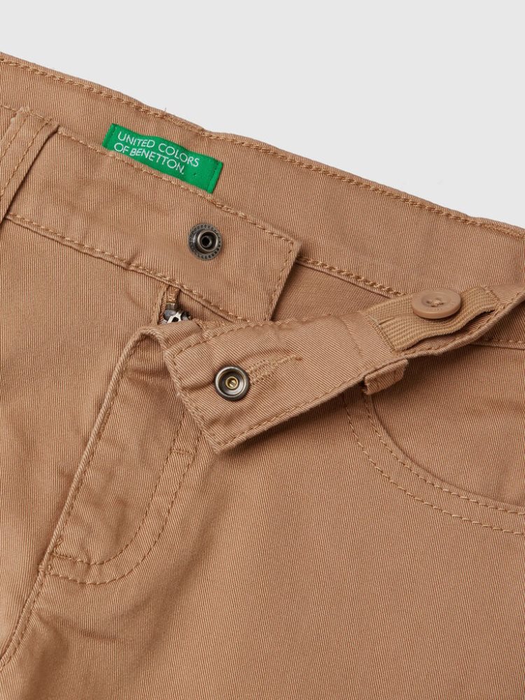 Benetton Five-pocket Slim Fit Broek Kinderen Camel | BE715386