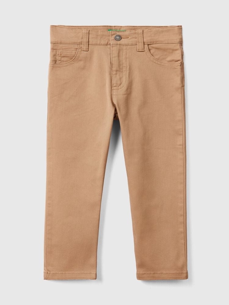 Benetton Five-pocket Slim Fit Broek Kinderen Camel | BE715386