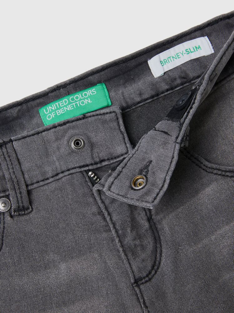 Benetton Five-pocket Slim Fit Jeans Kinderen Zwart | BE005708