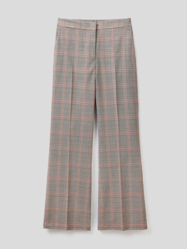 Benetton Flannel Pattern Broek Dames Bruin | BE932578