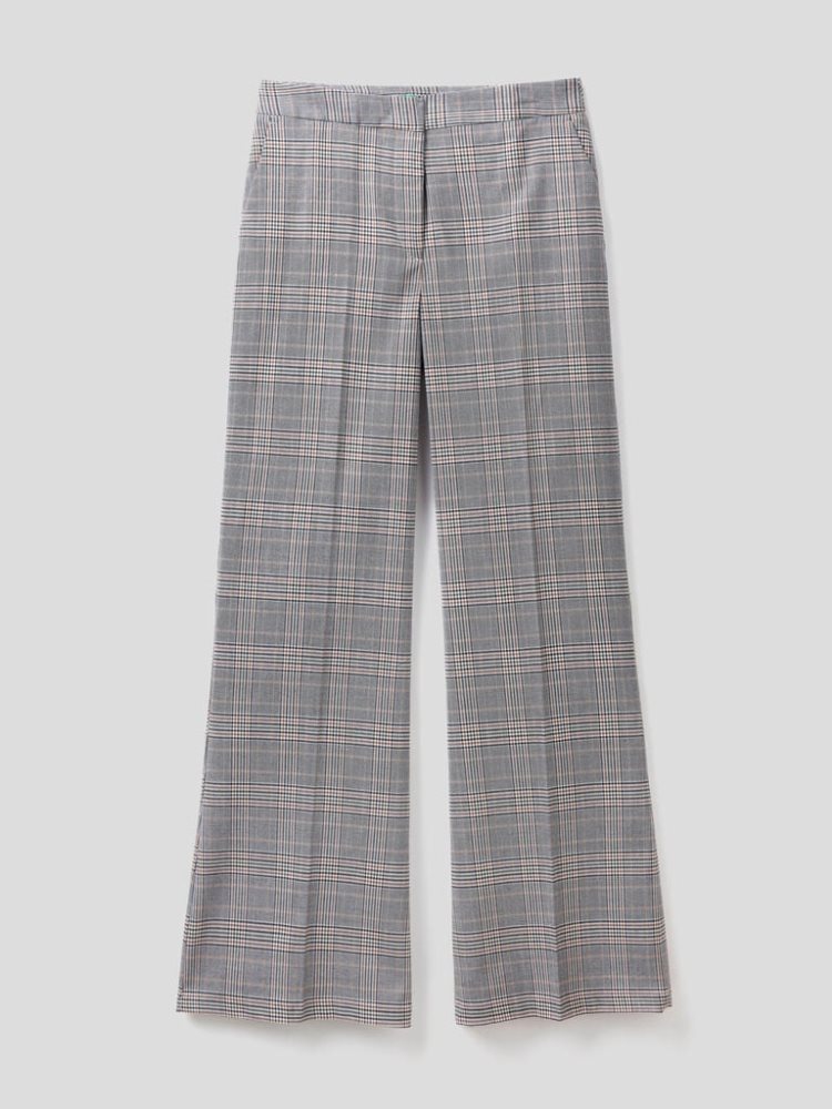 Benetton Flannel Pattern Broek Dames Grijs | BE990042