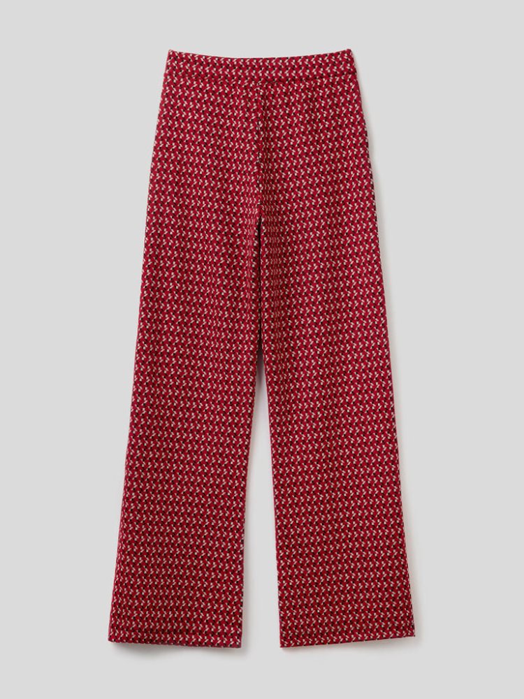 Benetton Flared Jacquard Broek Dames Rood | BE988284