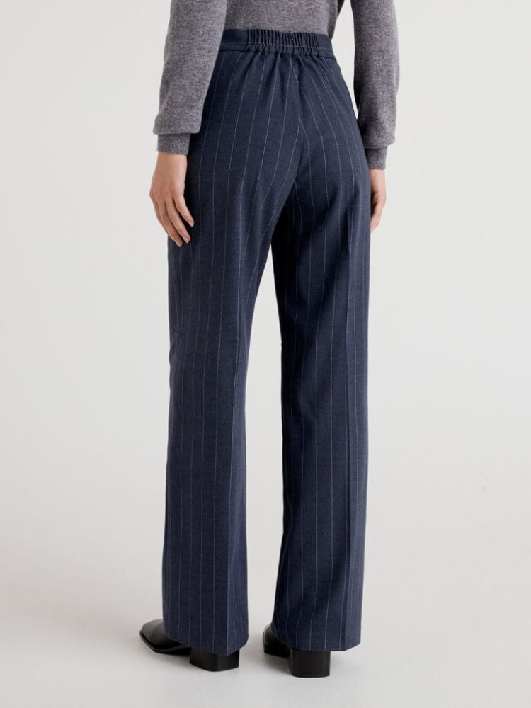 Benetton Flared Pinstripe Look Broek Dames Blauw | BE712347