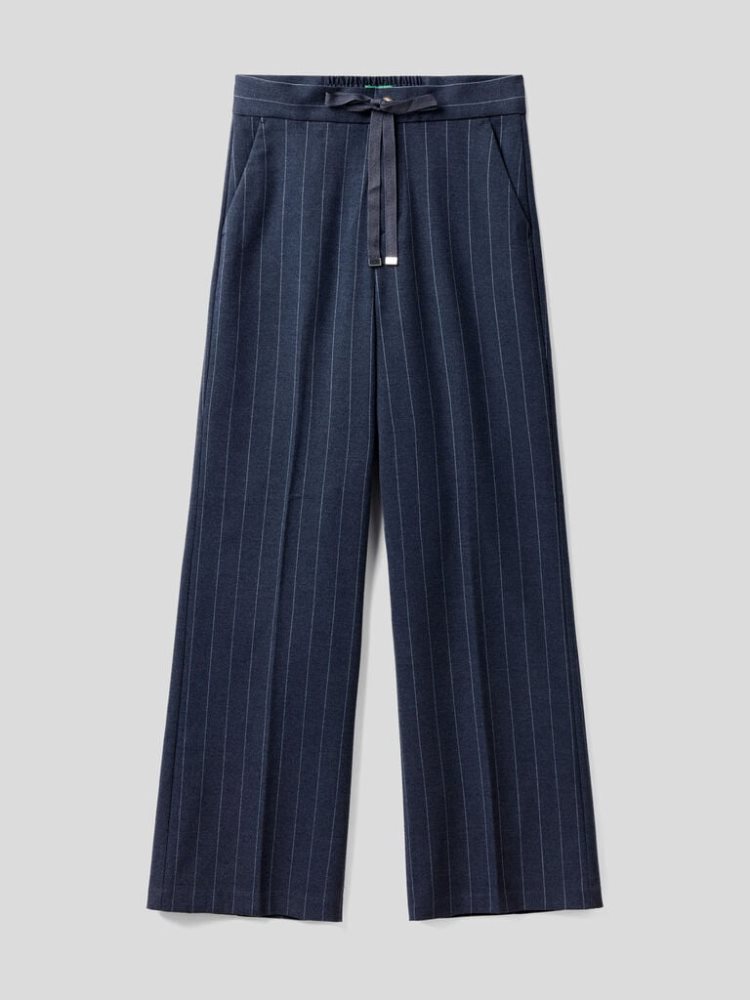 Benetton Flared Pinstripe Look Broek Dames Blauw | BE712347