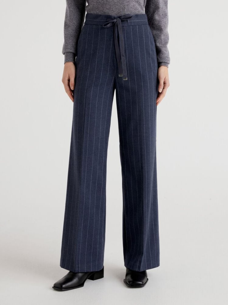 Benetton Flared Pinstripe Look Broek Dames Blauw | BE712347