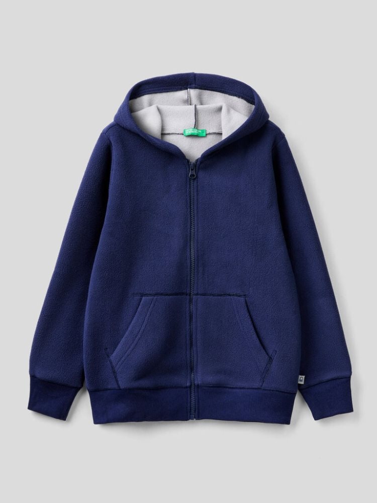 Benetton Fleece Hoodie Kinderen Donkerblauw | BE686877