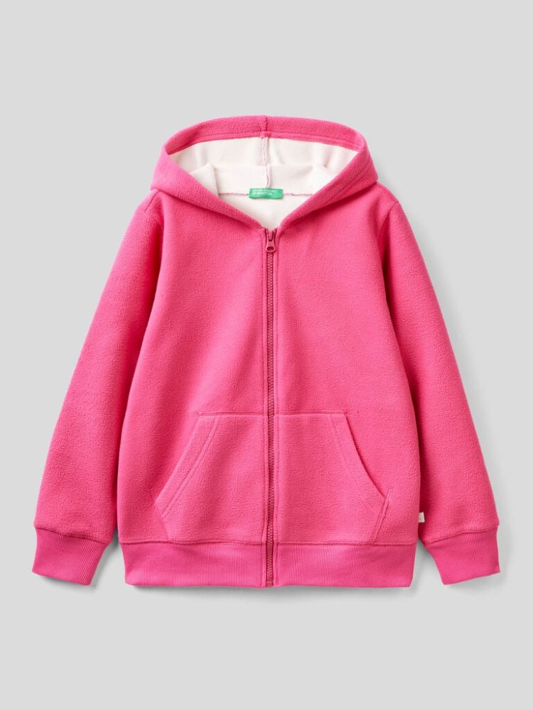 Benetton Fleece Hoodie Kinderen Fuchsie | BE256876