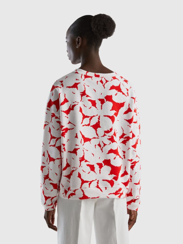 Benetton Floral Print Sweatshirt Dames Rood | BE022395