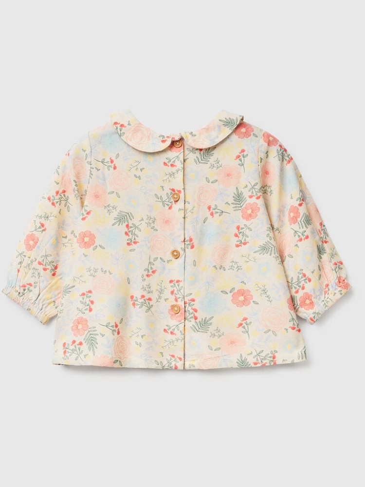 Benetton Floral Sustainable Viscose Blouse Kinderen Multi-color | BE589680