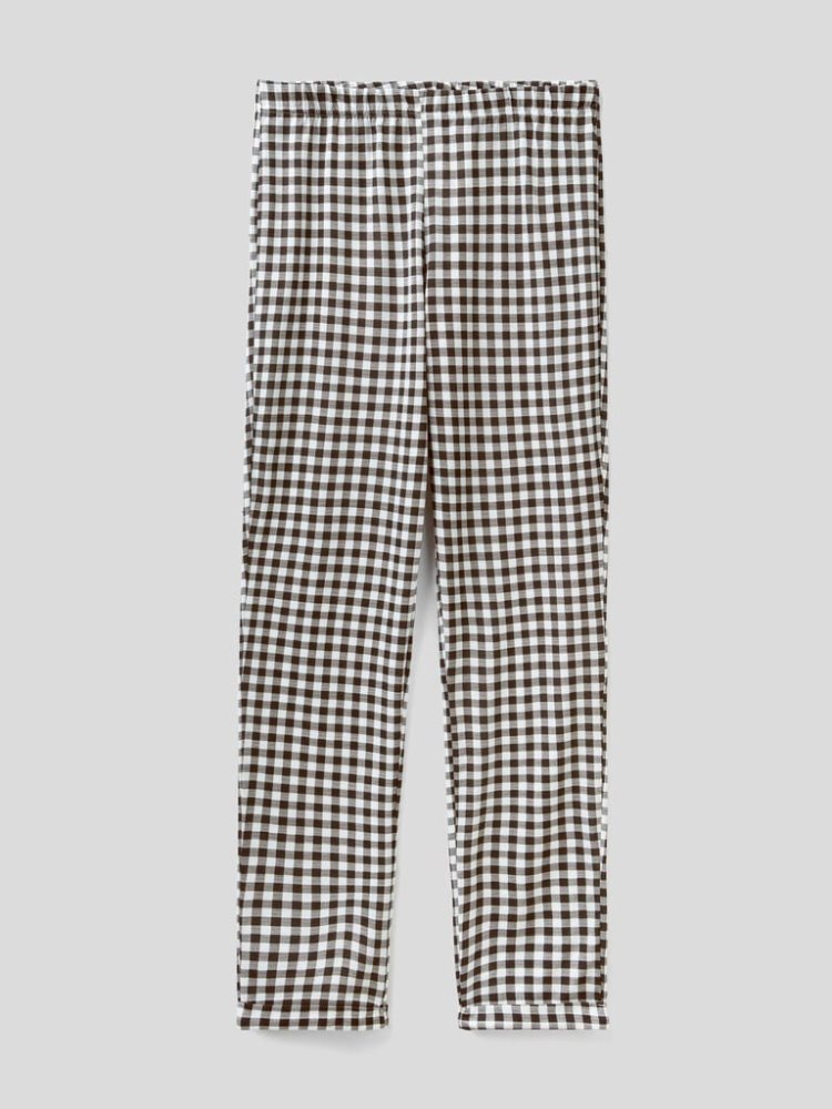 Benetton Flowy Check Broek Dames Zwart | BE693876