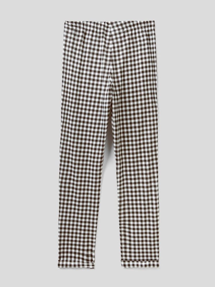 Benetton Flowy Check Broek Dames Zwart | BE693876