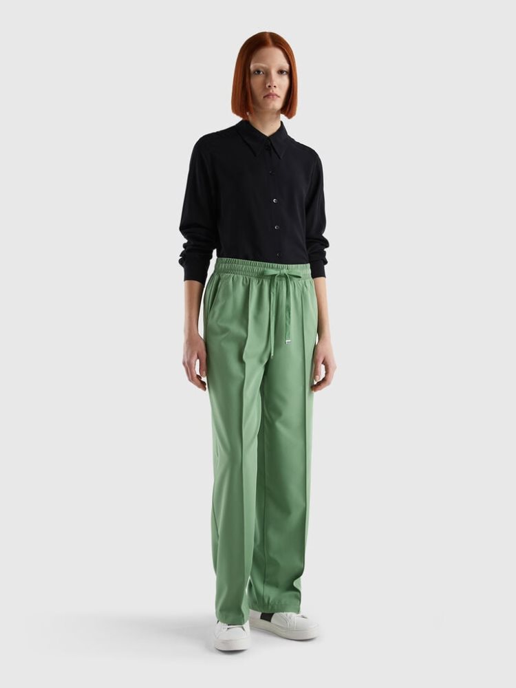 Benetton Flowy Drawstring Broek Dames Groen | BE754387