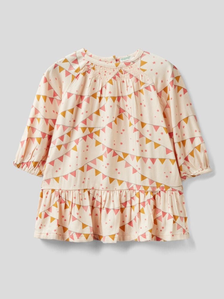 Benetton Flowy Patterned Print Jurken Kinderen Multi-color | BE352613