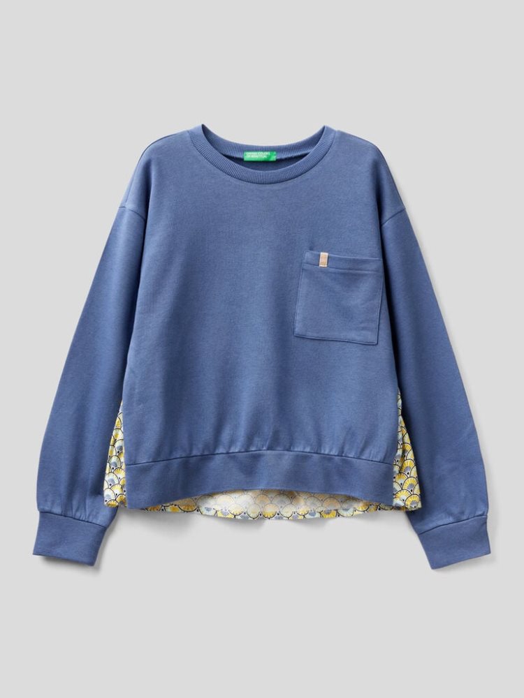 Benetton Flowy Pocket Sweatshirt Kinderen Blauw | BE770619