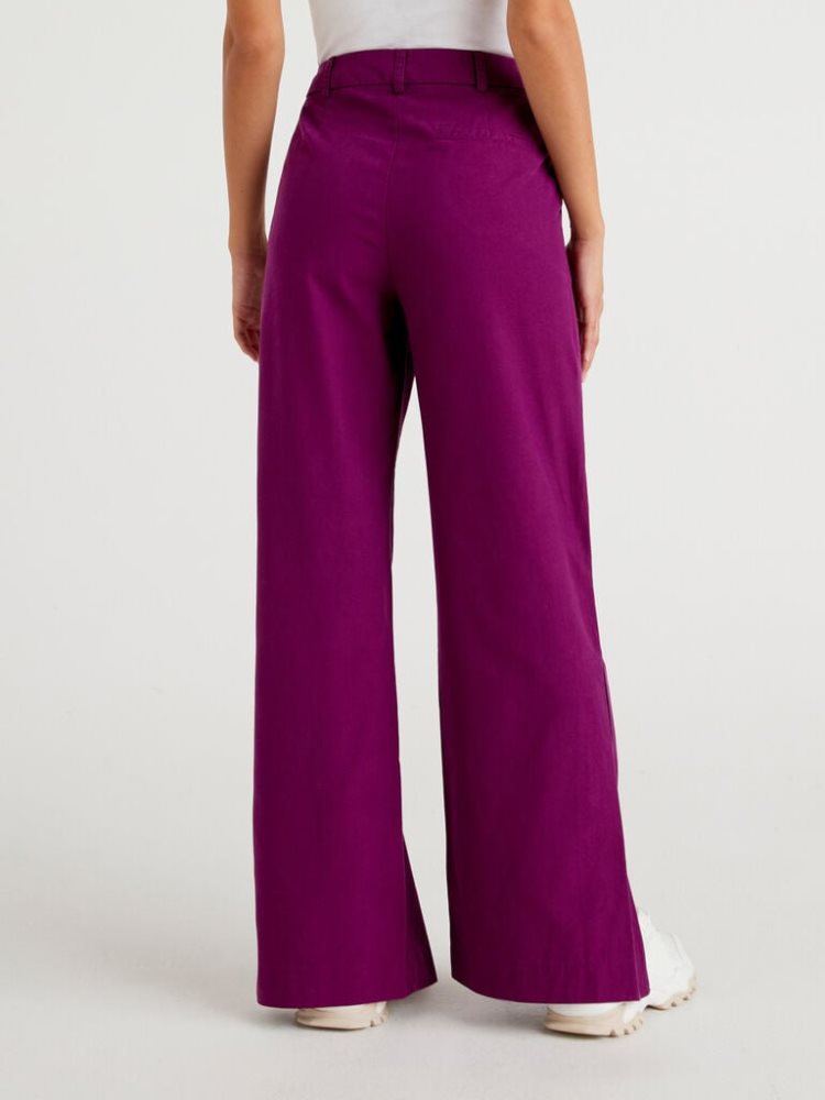 Benetton Flowy Slits Broek Dames Violet | BE160155