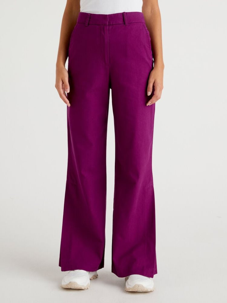 Benetton Flowy Slits Broek Dames Violet | BE160155