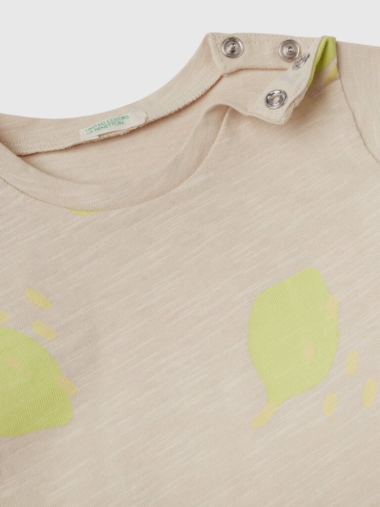 Benetton Fruit Print T-shirts Kinderen Beige | BE891212