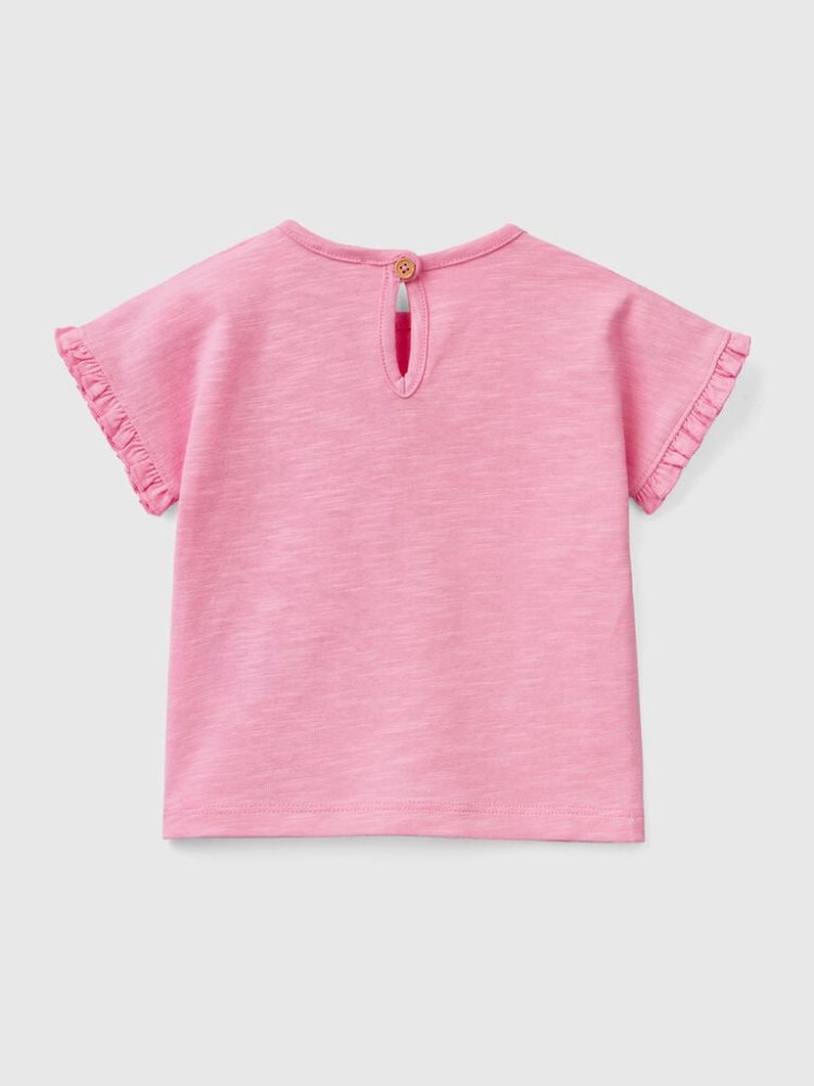 Benetton Fruit Print T-shirts Kinderen Roze | BE948620