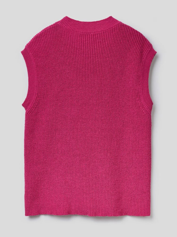 Benetton Fuchsia Recycled Katoenen Blend Gilet Dames Fuchsie | BE878624