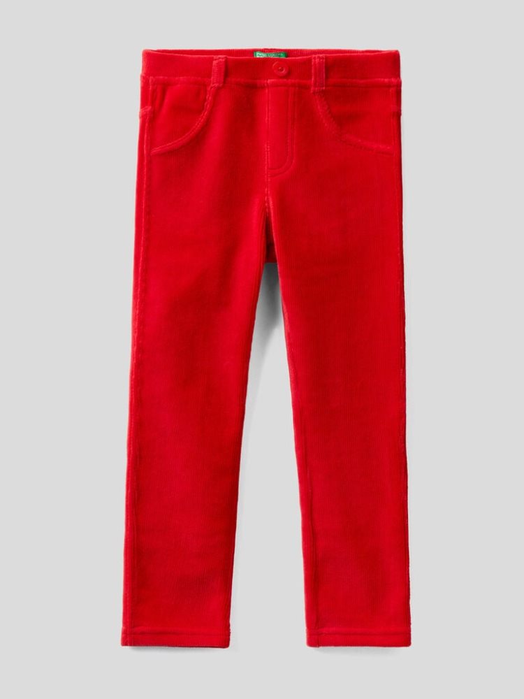 Benetton Geribbeld Chenille Broek Kinderen Rood | BE325427