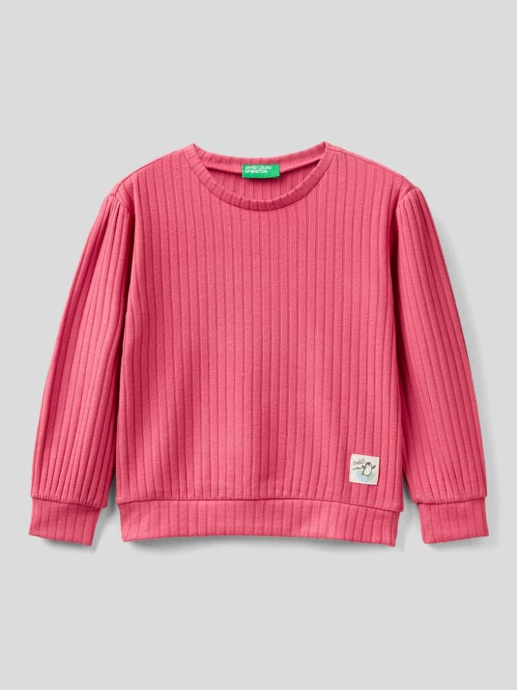 Benetton Geribbeld Pullover Sweatshirt Kinderen Strawberry | BE893403